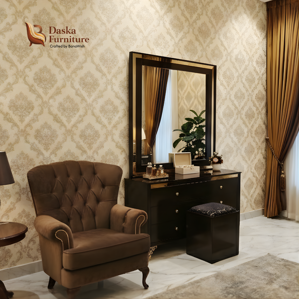 Daska Furniture Classic Black Royal Dressing Table