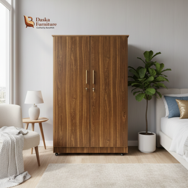 Premium Oak 2-Door Compact Wardrobe