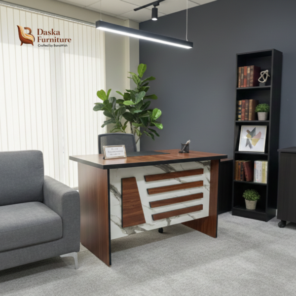 Walnut & Marble Executive Office Desk